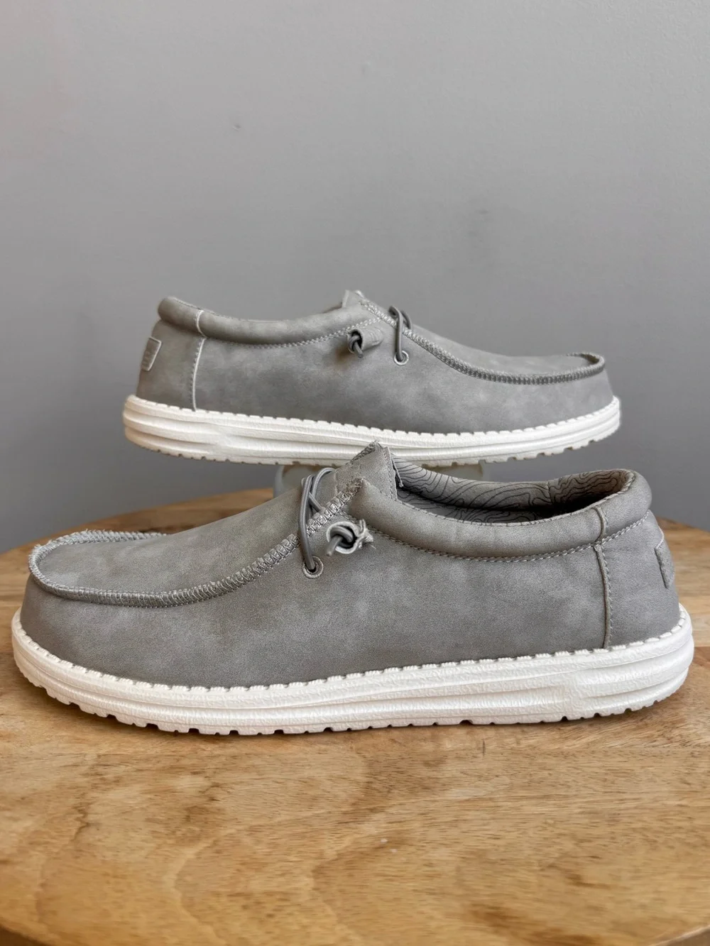 Hey Dude Men's Wally Recycled Leather Silver Birch US Men's US 12 Cork Loafers